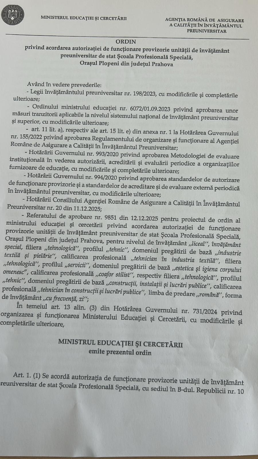 Ordin de autorizare - pagina 1