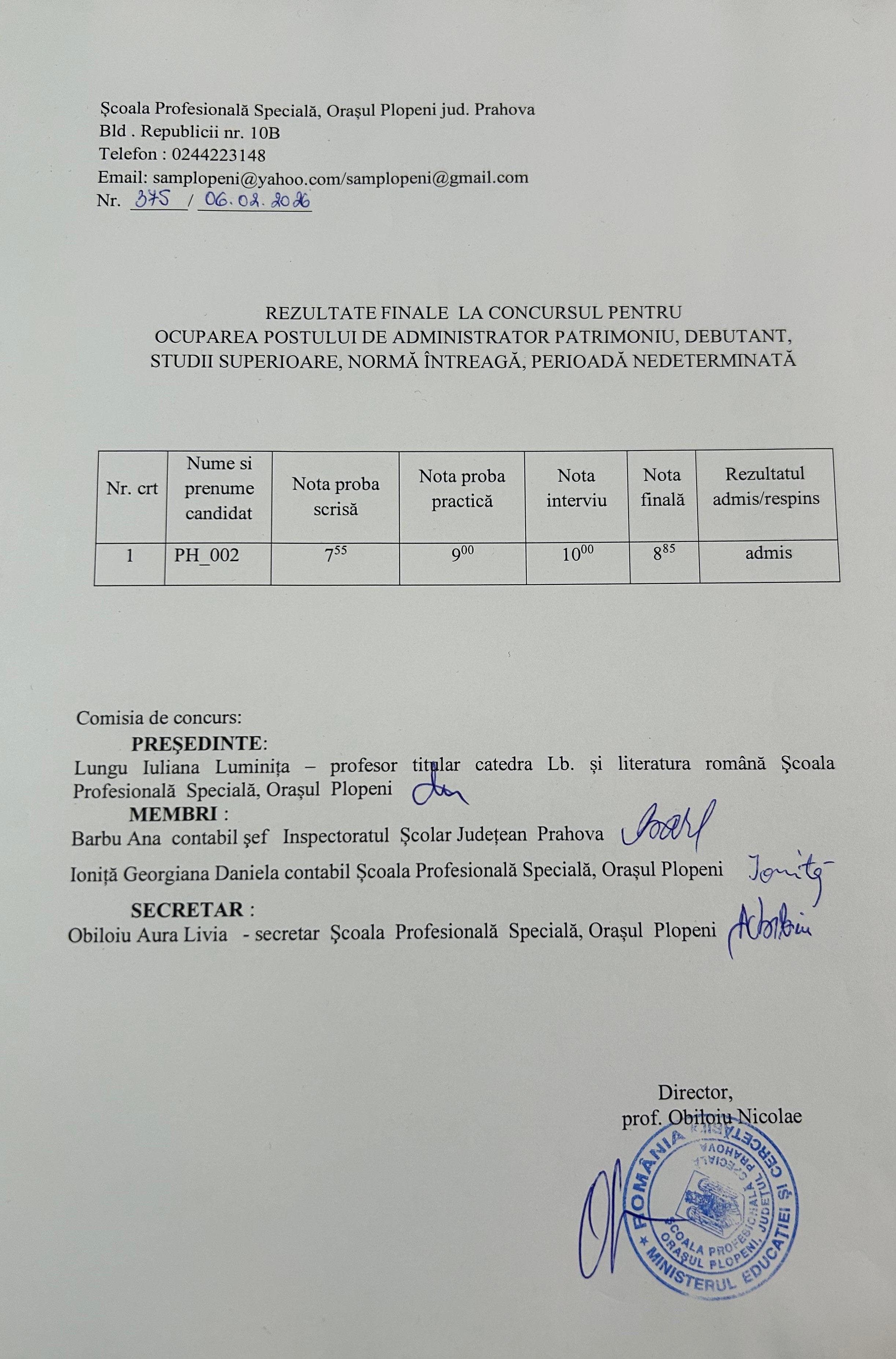 Rezultat final